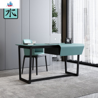 意式极简办公桌 现代简约老板桌轻奢马鞍皮书桌 北欧风格实木书桌 泰空仓