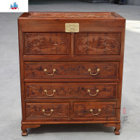 香樟木五斗柜实木家具卧室中式复古花明清收纳储物柜抽屉五斗橱 泰空仓
