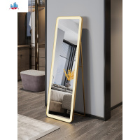 北欧卧室落地带灯穿衣镜网红服装店轻奢金色带支架贴墙全身试衣镜 泰空仓