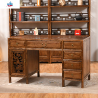 仿古新中式古典南榆木中医诊断实木电脑桌荷花电脑桌写字台办公桌 泰空仓