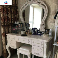 梳妆台欧式实木烤漆卧室梳妆台简约现代田园象牙白色小户型化妆台 泰空仓梳妆桌