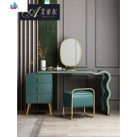 轻奢梳妆台 意式化妆桌现代简约北欧卧室化妆台收纳柜一体简欧风 泰空仓梳妆桌