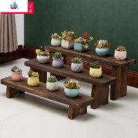 实木台阶多肉花架长条板凳多层阳台阶梯碳化防腐木花架盆栽花架子 泰空仓花架/花几