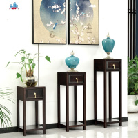 定制新中式实木花架黑檀木置物架阳台置物盆景架花瓶架客厅家具 泰空仓花架/花几