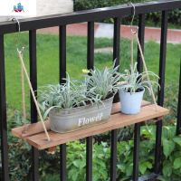悬挂式栏杆花架防腐实木多肉花盆挂架阳台搁板壁挂窗台护栏置物架 泰空仓花架/花几