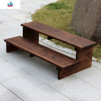 碳化实木脚踏户外阳台庭院花园花架两层花几双层台阶踏板肉肉花架 泰空仓花架/花几