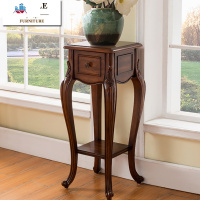 美式全实木花架客厅花几绿箩盆景架欧式落地花架子深色室内花盆架 泰空仓花架/花几