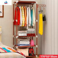 简易衣帽架落地挂衣架卧室置物架房间衣服收纳架柜简约现代双杆式 泰空仓落地衣帽架