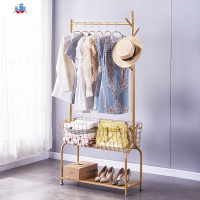 衣架落地卧室铁艺衣帽架晾衣架落地简易折叠单杆家用晾挂衣服架子 泰空仓落地衣帽架
