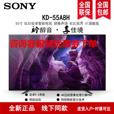 索尼(SONY)KD-55A8H 55英寸OLED自发光 4K超高清 超薄智能网络 安卓9.0人工智能 全面屏平板电视