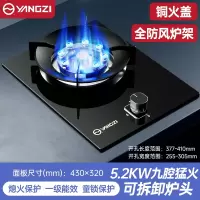 扬子燃气灶单灶家用液化气煤气嵌入式台式天然气节能猛火 5.2KW九腔猛火可拆炉头防风炉架钢化玻璃_液化气