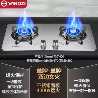 扬子燃煤气灶炉双灶家用天然气液化气猛火灶台式嵌入式 不锈钢4.8kW双文火铜火盖_天然气