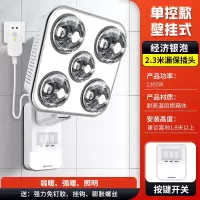 志高(CHIGO)壁挂式灯暖浴霸灯泡取暖器照明挂墙式卫生间浴室暖光灯免打孔_五灯-LED照明-银泡漏保-按键开关