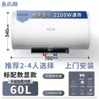 志高(CHIGO)上门电热水器家用卫生间洗澡50升储水式小型 60升标准配件2-4人上门