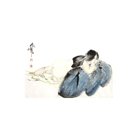 手绘名家中国当代画家何家英写意人物四尺斗方瑞雪客厅书房装饰画