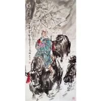 杜滋龄字画手绘四尺中堂国画人物丝绸古道赠画册商务礼品收藏