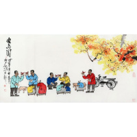 马海方字画手绘四尺国画北京人物爱鸟图赠画册商务礼品装饰收藏