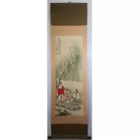 张大千字画手绘四尺国画人物柳荫高士雅集精装裱立轴商务礼品收藏