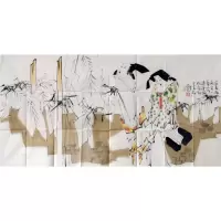 王西京字画手绘四尺国画人物仕女消夏图赠专辑商务礼品装饰收藏