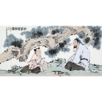 范曾字画手绘四尺国画人物柏荫读骚图赠合影画册商务礼品收藏