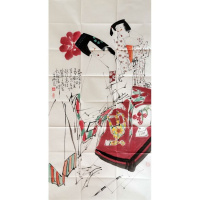 王西京字画手绘四尺国画人物仕女玉楼醉春图赠专辑商务礼品收藏