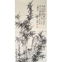 扬州八怪之一郑板桥字画手绘三尺墨竹竹石图赠证书商务礼品收藏