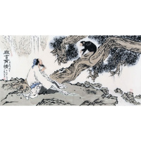 范曾字画手绘四尺纸人物猴阙言有情赠合影画册商务礼品收藏