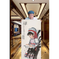 刘文西字画手绘四尺国画人物白族小姑娘赠合影画册商务礼品收藏