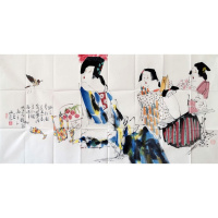 王西京字画手绘四尺国画人物仕女骊宫春韵图赠专辑商务礼品收藏