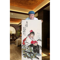 刘文西字画手绘四尺国画人物陕北娃娃赠合影画册商务礼品收藏