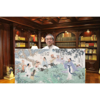 范曾字画手绘四尺纸人物竹林七贤赠合影画册商务礼品收藏