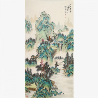 陈少梅山水画手绘四尺竖幅工笔山涧泉声图收藏装饰送礼赠鉴定证书