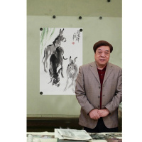 赵忠祥毛驴字画手绘作品三尺竖幅国画走兽图客厅酒楼装饰字画