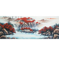 曾刚山水画国画名家字画小六尺客厅办公室装饰画横幅源远流长图
