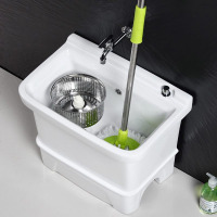 海澳德 洗拖把池陶瓷阳台拖布池墩布池双驱动台控下水地拖盆家用卫生间大