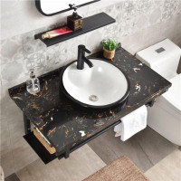 海澳德 简易大理石台面小户型浴室柜台中盆组合卫生间洗脸盆挂墙式洗手池