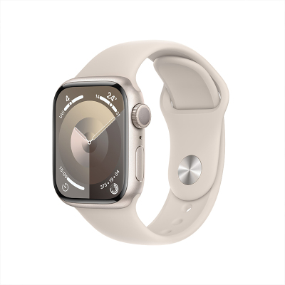 Apple Watch S9 GPS 45毫米星光色铝金属表壳 星光色运动型表带 - S/M