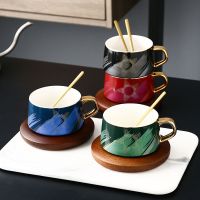 咖啡杯北欧小描金边贴花陶瓷马克杯情侣对杯咖啡水杯礼盒套装