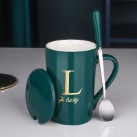 水杯马克杯带盖勺咖啡杯杯子韩版学生男女情侣牛奶陶瓷家用大容量