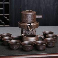 紫砂时来运转半全自动功夫茶具套装家用陶瓷懒人石磨泡茶器整套