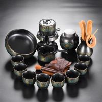 陶瓷石磨自动茶具套装 家用半全自动懒人茶具整套石磨茶具套装