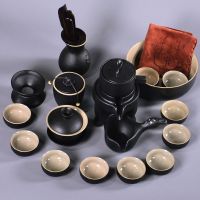 黑陶自动功夫茶具套装整套家用陶瓷侧把壶盖碗泡茶器石磨旋转懒人