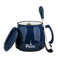 早餐杯子陶瓷马克杯带盖勺创意牛奶杯情侣咖啡杯简约家用办公水杯