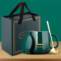 陶瓷杯马克杯带盖勺家用茶杯喝水杯男女咖啡杯学生杯子创意礼品杯