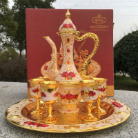 厂家优惠价富贵玫瑰花酒具套装俄罗斯摆件家用合金礼盒白酒杯