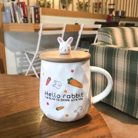 韩式可爱卡通兔子陶瓷咖啡杯马克杯胡萝卜女生早餐牛奶水杯子