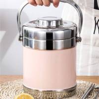 加厚不锈钢保温饭盒真空提锅3层保温桶多层三层分格学生便当餐盒