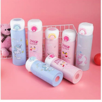 卡通ins网红水杯子可爱儿童男少女学生 不锈钢保温杯粉红色独角兽