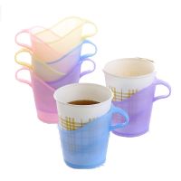 加厚一次性纸杯子杯托加硬塑料茶托杯架隔热托透明水杯杯座环保