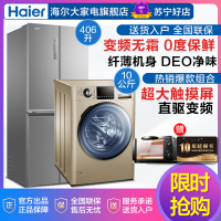 冰洗套餐 BCD-406WDPD变频无霜四十字对开冰箱三档变温+G100868B12G 10公斤直驱变频滚筒洗衣机